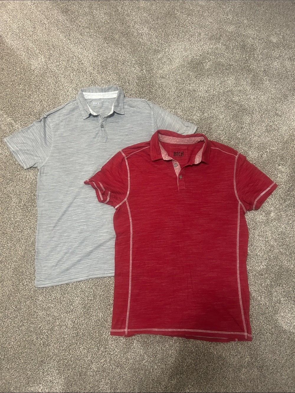 BKE Red and Light Gray Men's Polo Duo